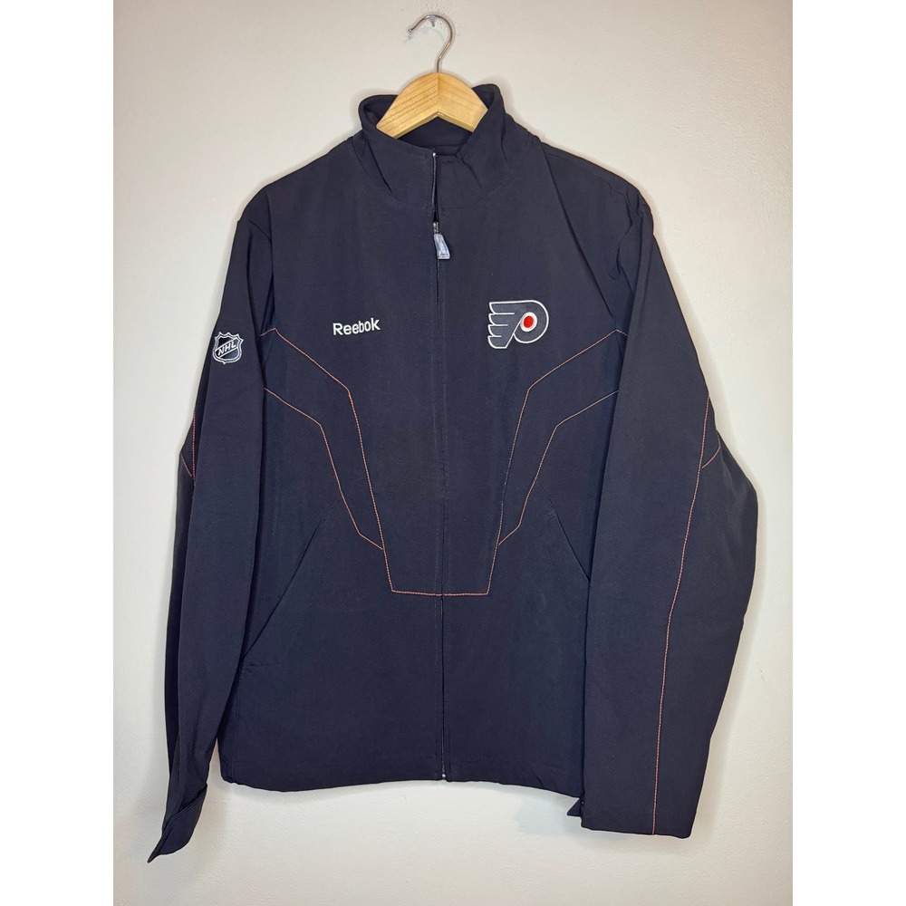 Reebok NHL Philadelphia Flyers Center Ice Full Zip Jacket Black Womens Small